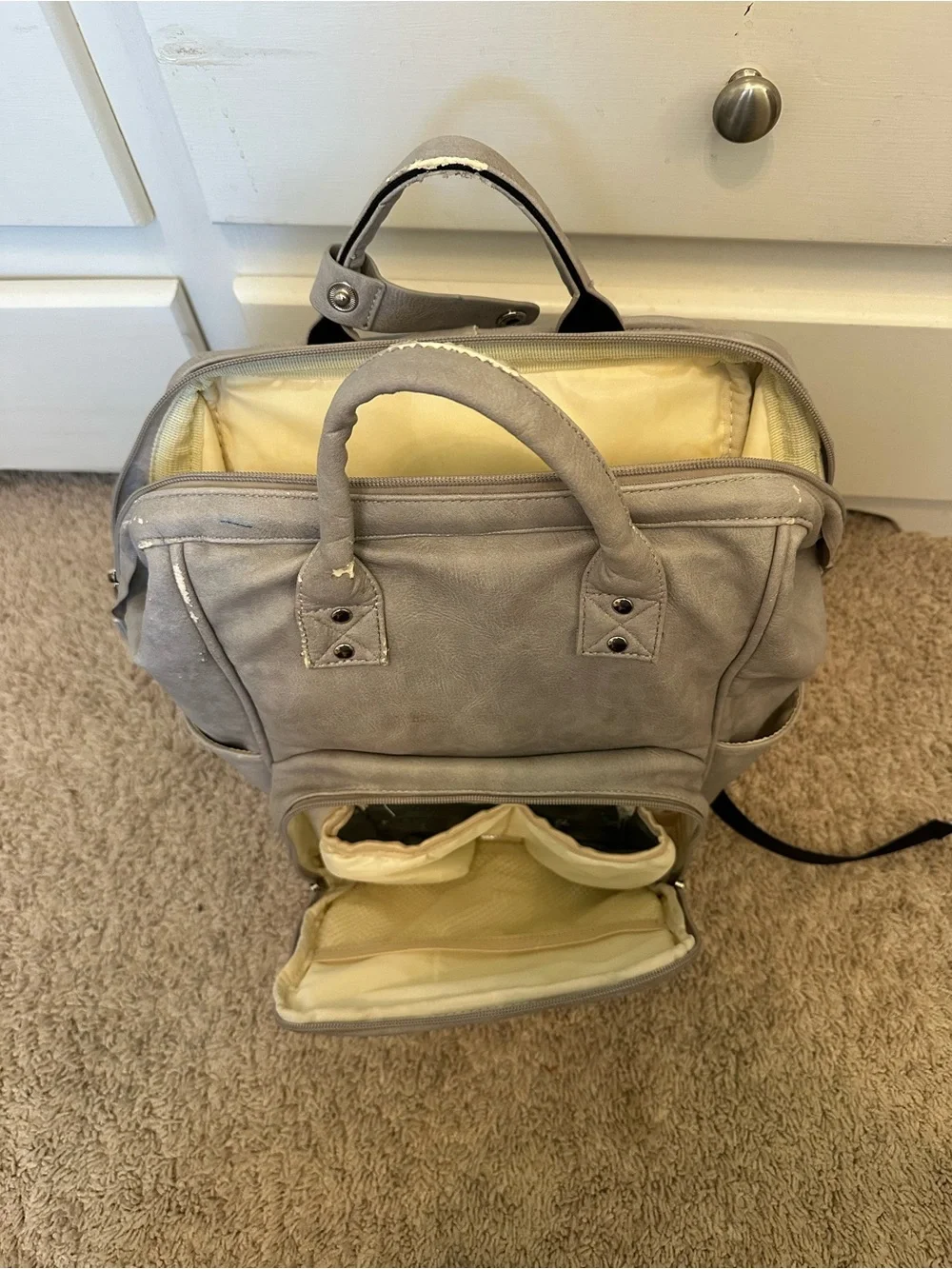 Light Gray Women’s Baby Backpack Diaper Bag - 2-in-1 Carry